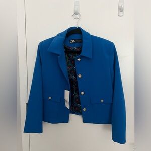 NWT Zara Royal Blue Jacket with Gold/White Buttons